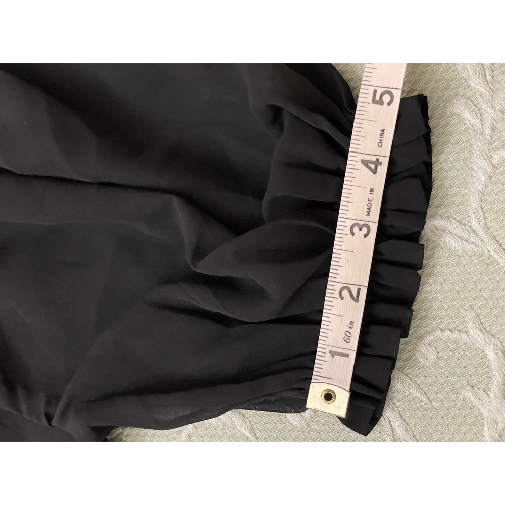 Hollister Dress Womens XS Black Puff Sleeve Smocked Babydoll Mini Ruffle Hem - Picture 10 of 16